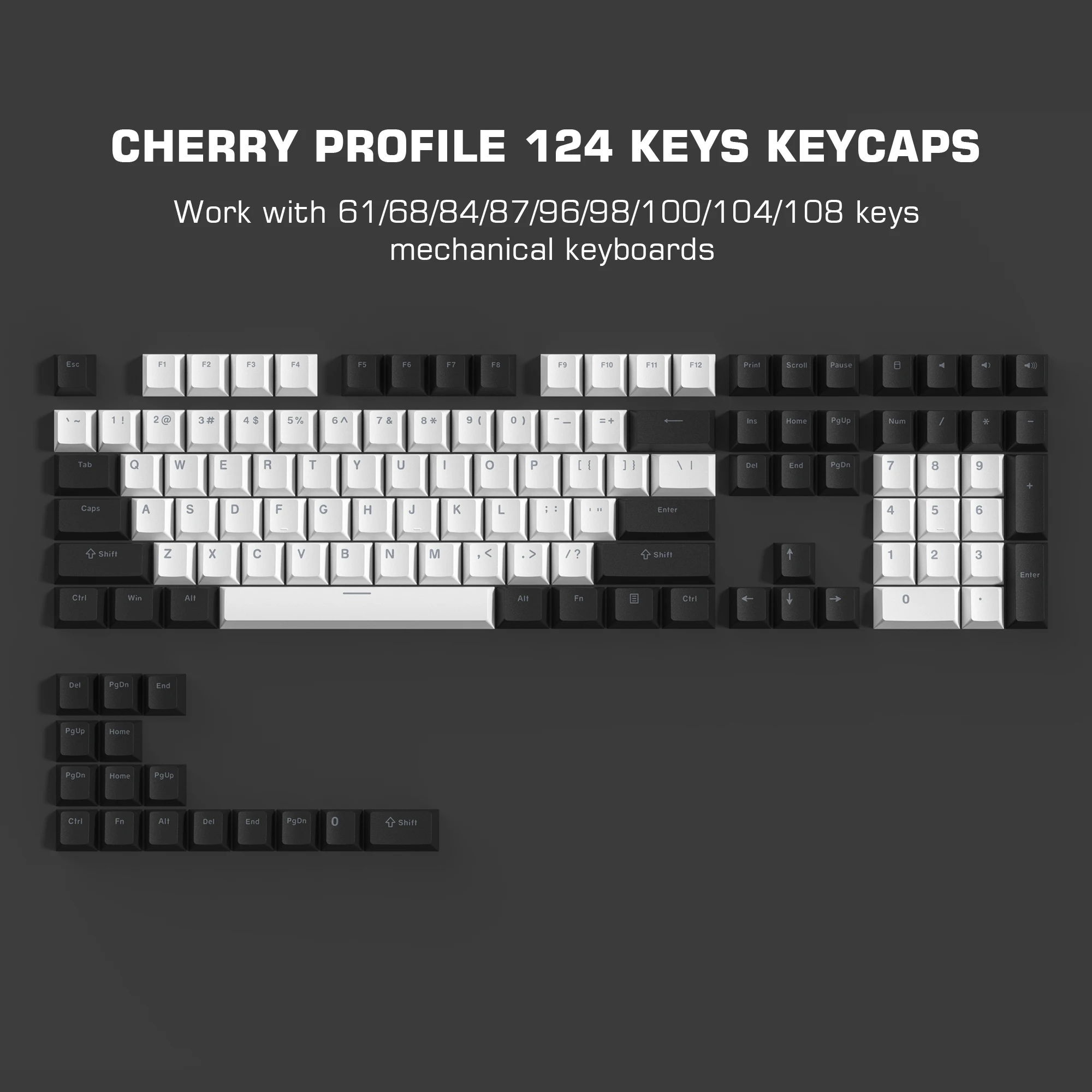 Cereja Perfil Backlit Pbt Keycaps Rgb Gateron Switches mx Gamer Teclado Mecânico Branco Preto 124 Chaves