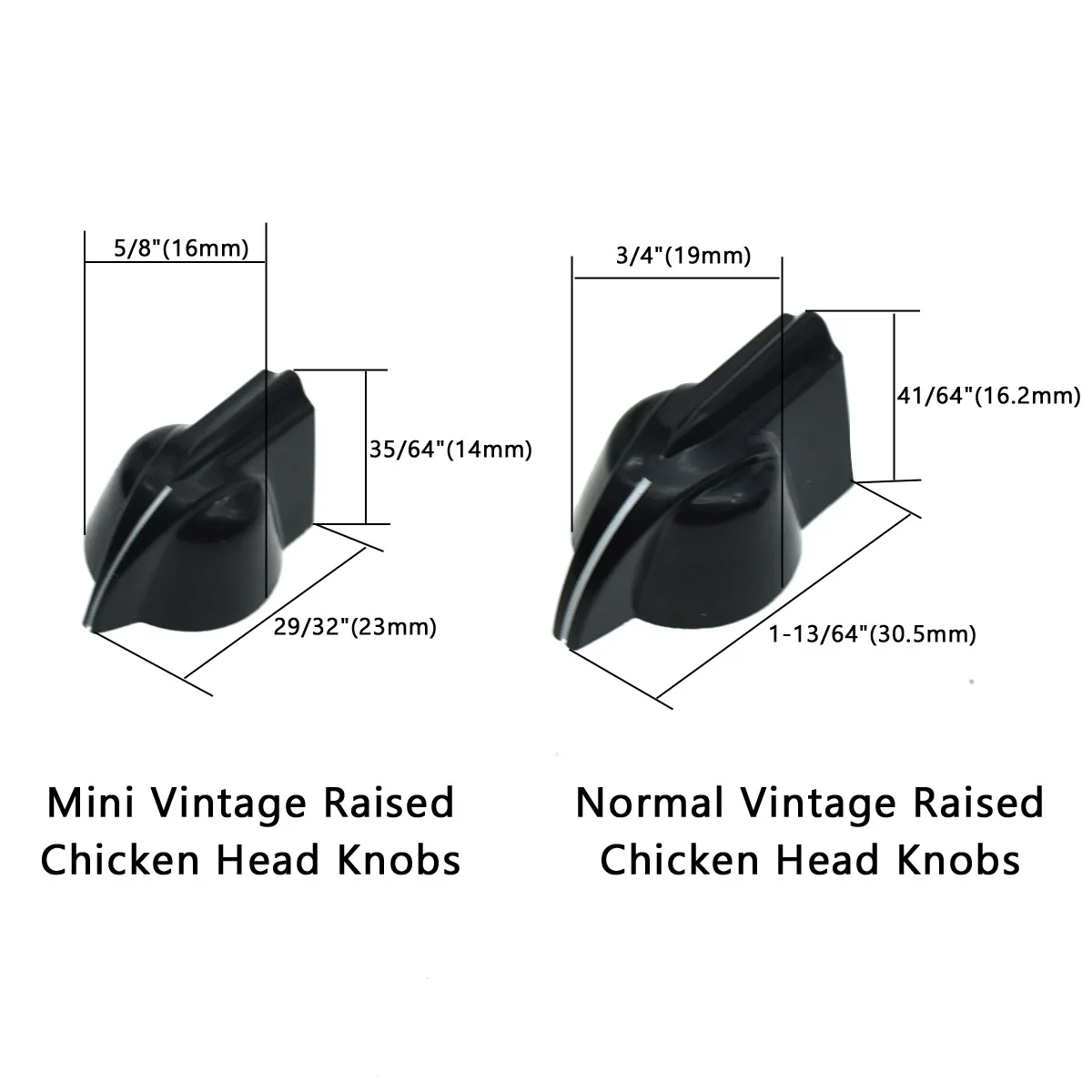 KAISH 1/4" Vintage Raised Mini Chicken Head Knobs Small Size Guitar Bass Potentiometer Knobs Amplifier Knob Chickenhead