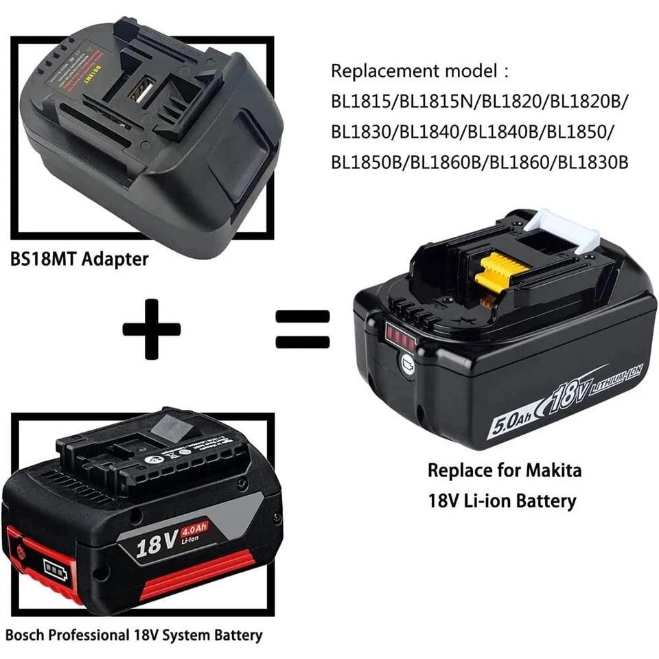 Battery Adapter For Bosch 18V Convert To For Makita 18V Converter With USB For M