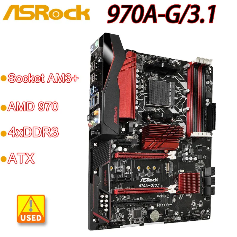 AM3+ Motherboard Asrock 970A-G/3.1 AMD 970 4XDDR3 6XSATA III M.2 USB 3.1 ATX  FOR AMD Phenom II X6 X4 X3 X2 CPU