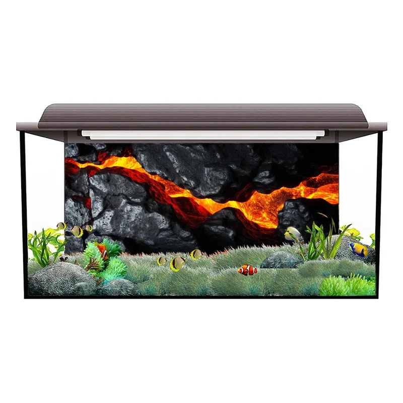 3D Effect Black Rock Aquarium Vinyl Background Poster HD Rock Stone Self Adhesive Fish Tank Wallpaper 3d Background