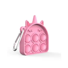 Porte clé avec pendentif pour enfant, mignon et Simple, forme d'ananas, licorne, Mini bulle, jouets anti Stress 