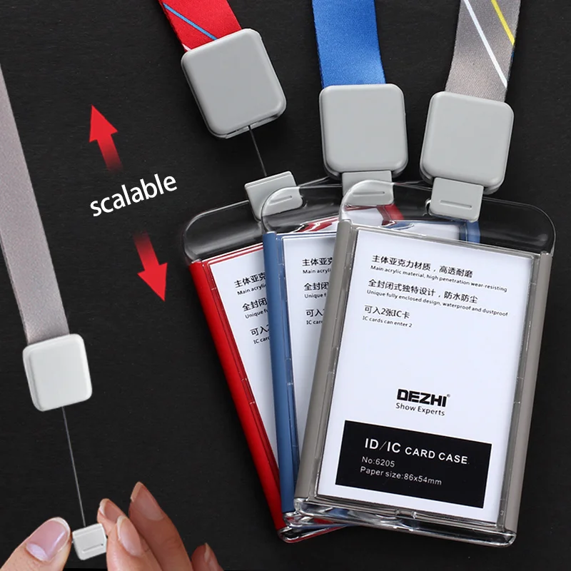 

Retractable Lanyard With Full Clear Business Id Ic Card Holder Vertical Horizontal Employee Card Access Control Card Holder