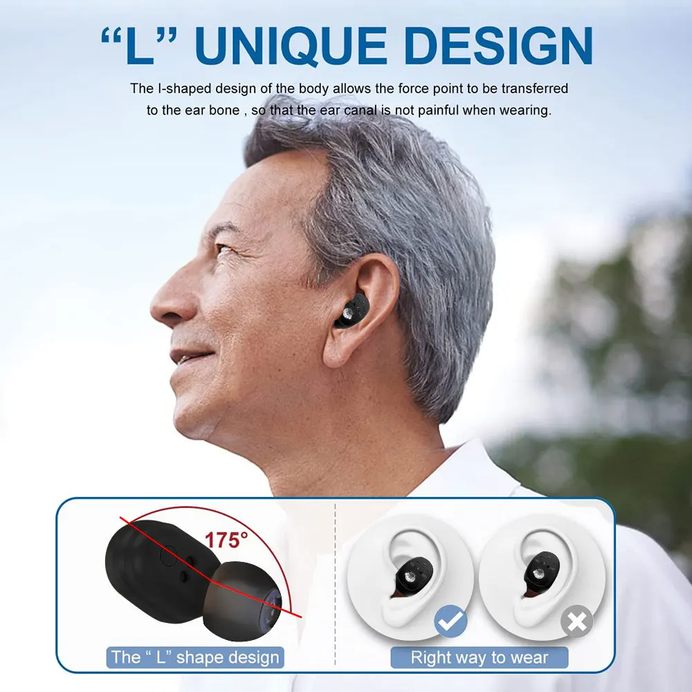 Invisible Hearing Aid Rechargeable Hearing Aids Wireless Sound Amplifier For Elderly With Charger Box High Power Ear Care Aid 5