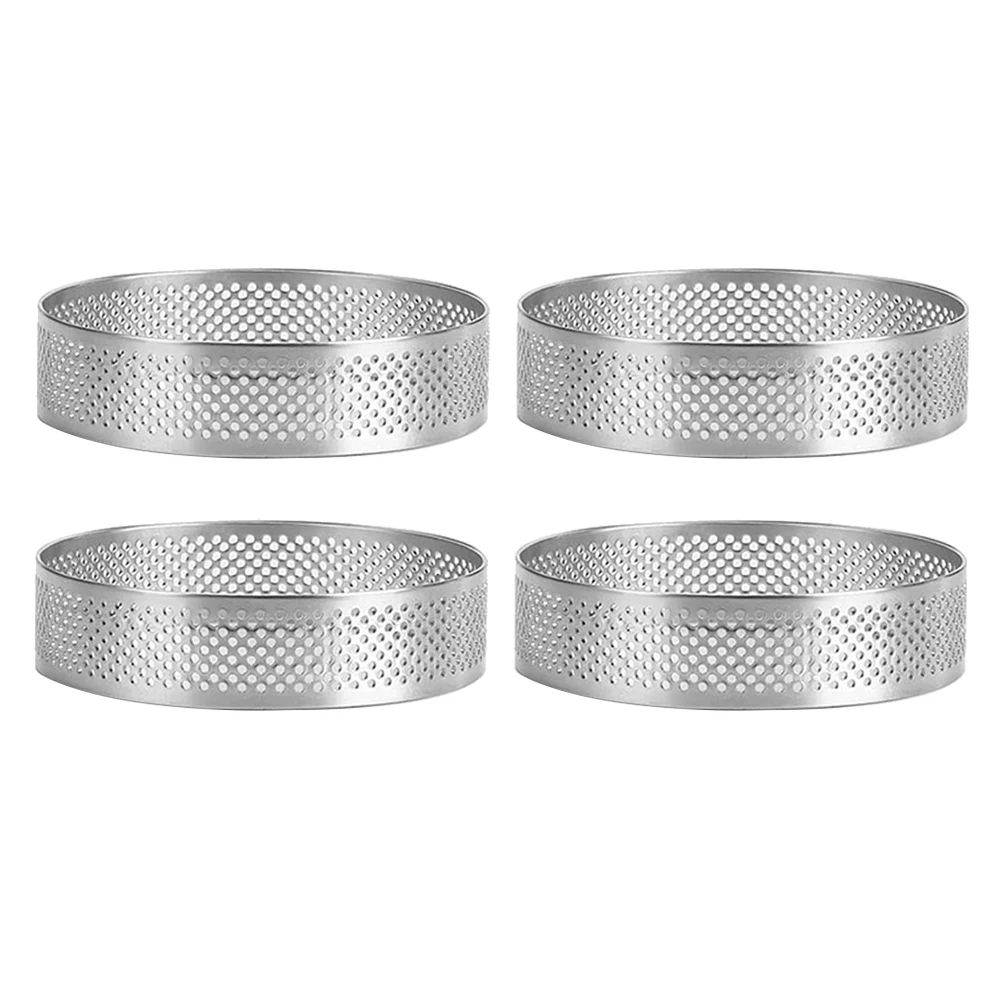 4 Pack Stainless Steel Tart Rings 2.4in,perforated Cake Mousse Ring,cake Ring Mold,round Cake