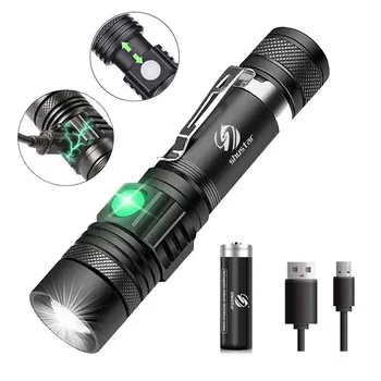 높은 전원 Led 손전등 T6 LED 램프 구슬 방수 4 조명 모드 멀티 기능 USB 충전기 Zoomable 캠핑 토치