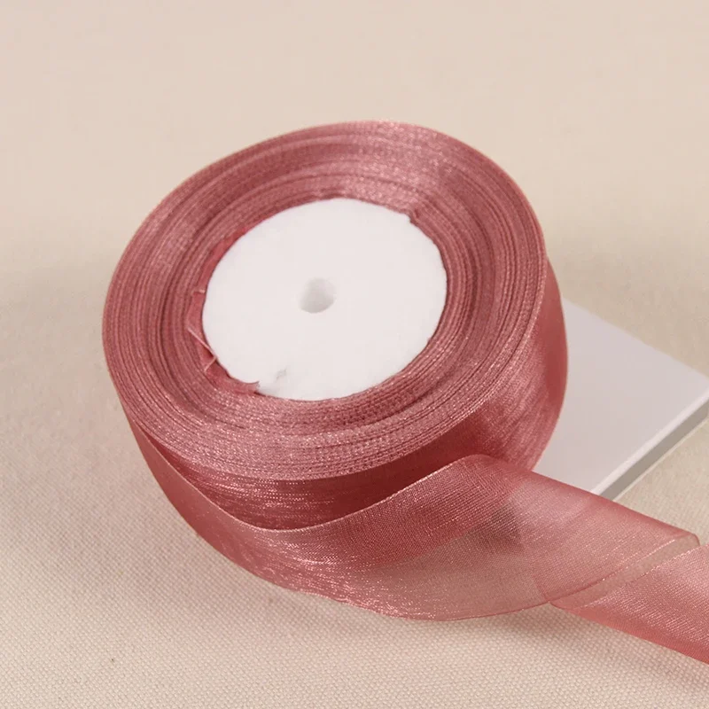 Burgundy Transparent Organza Ribbon for DIY Crafts and Decorations