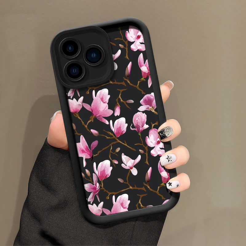 Elegant Floral Soft Silicone Matte Phone Case Cover