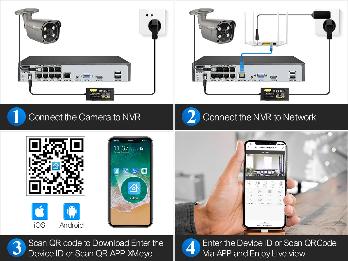 Techage 8CH 5MP PoE IP-Kamerasystem H.265 Gesichtserkennung PTZ Vollfarbige Nachtsicht CCTV Sicherheitsüberwachungsset NVR Xmeye Kamera – Detail 25