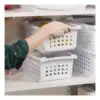 Small Stacking Basket, Open Plastic Bin, Space Saving Organizers, White 4