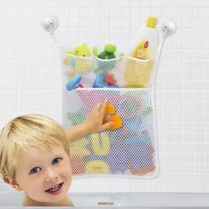 Yesbay Bathroom Organizer Net Baby Bath Time Tidy Storage Toy Suction Cup  Mesh Bag,Bathroom Mesh Bag-Sky Blue