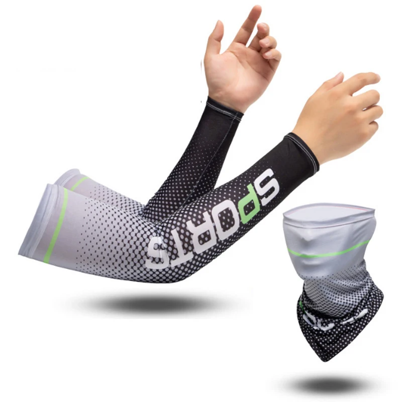 1 Pair Summer Ice Sleeves And Sunshade Face Mask sun protection arm sleeves ice arm sleeves ice sleeve mask Outdoor Driving Arm Sleeves Hand Fishing Cycling Arm