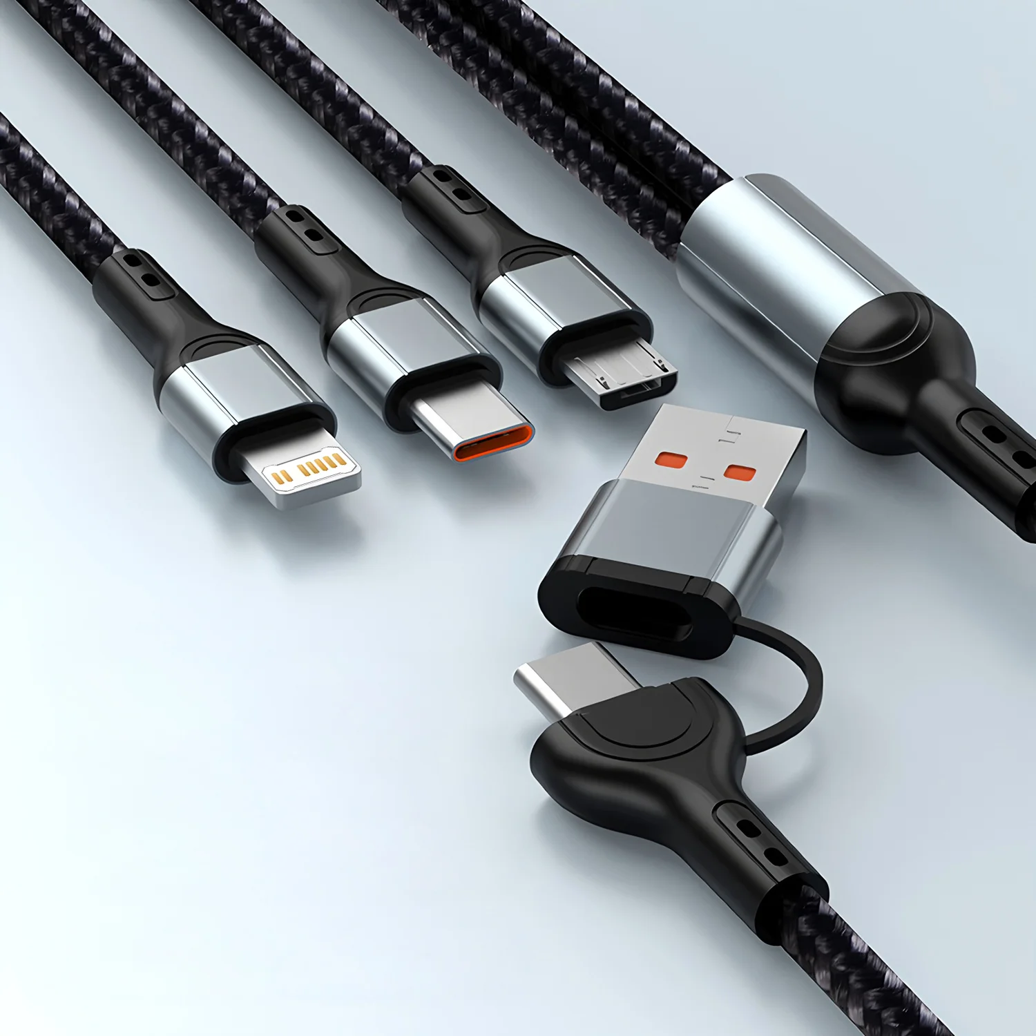 รูปสินค้า สายชาร์จ USB-C 3 ฟังก์ชัน ชาร์จได้ทุกแบรนด์