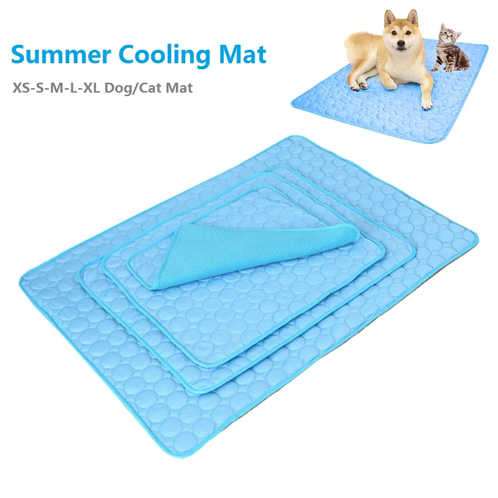 Pet Cooling Mat Dog Cat Self Cooling Ice Silk Breathable Pad Bed Blanket for Pet Crate