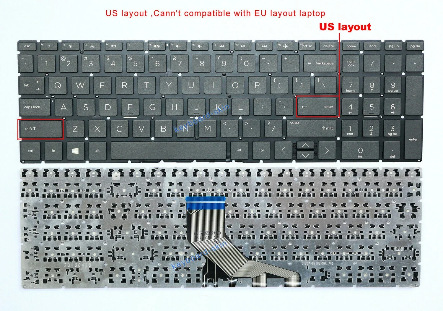 

US Keyboard no-frame no-backlit for HP 250 G7,255 G7,256 G7 17-BY 17-CA 17-CD 15-CN 15-CP 15-CR 15-CS 15-EC 15-DF 15-DR laptop