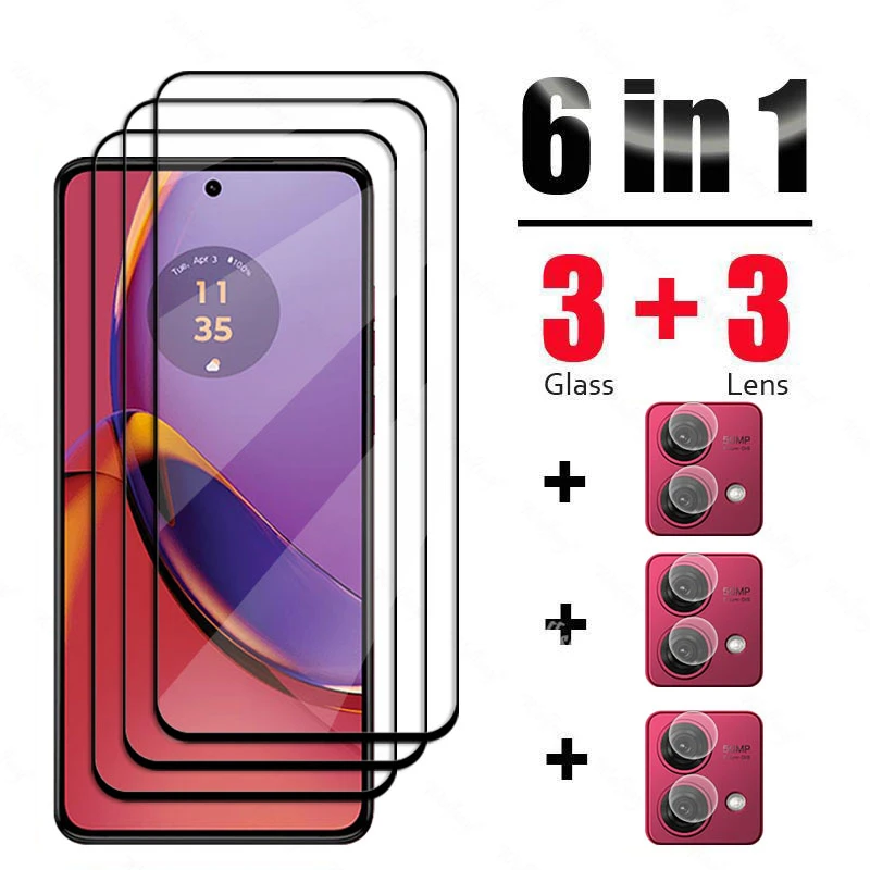 6 In 1 Per Motorola Moto G84 Vetro Temperato Per Motorola G84 Vetro Full Cover Screen Protector Pellicola Per Fotocamera Moto G84 Glass