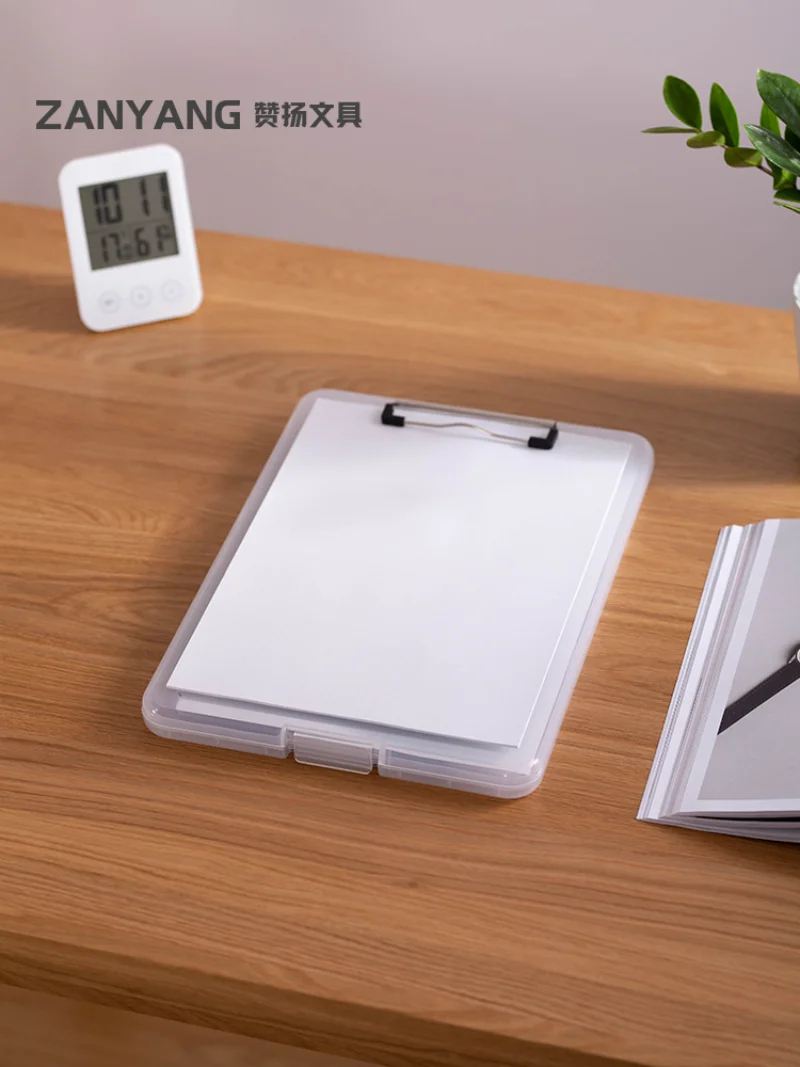 A4 Storage Box File Folder Plastic Storage Clipboard File Box Case Document File Folder Clipboard Office