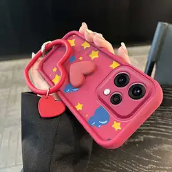 3 - Piece Yellow Star Phone Case Set with Lanyard and Craft Embellishments for OPPO Reno15 (Red)