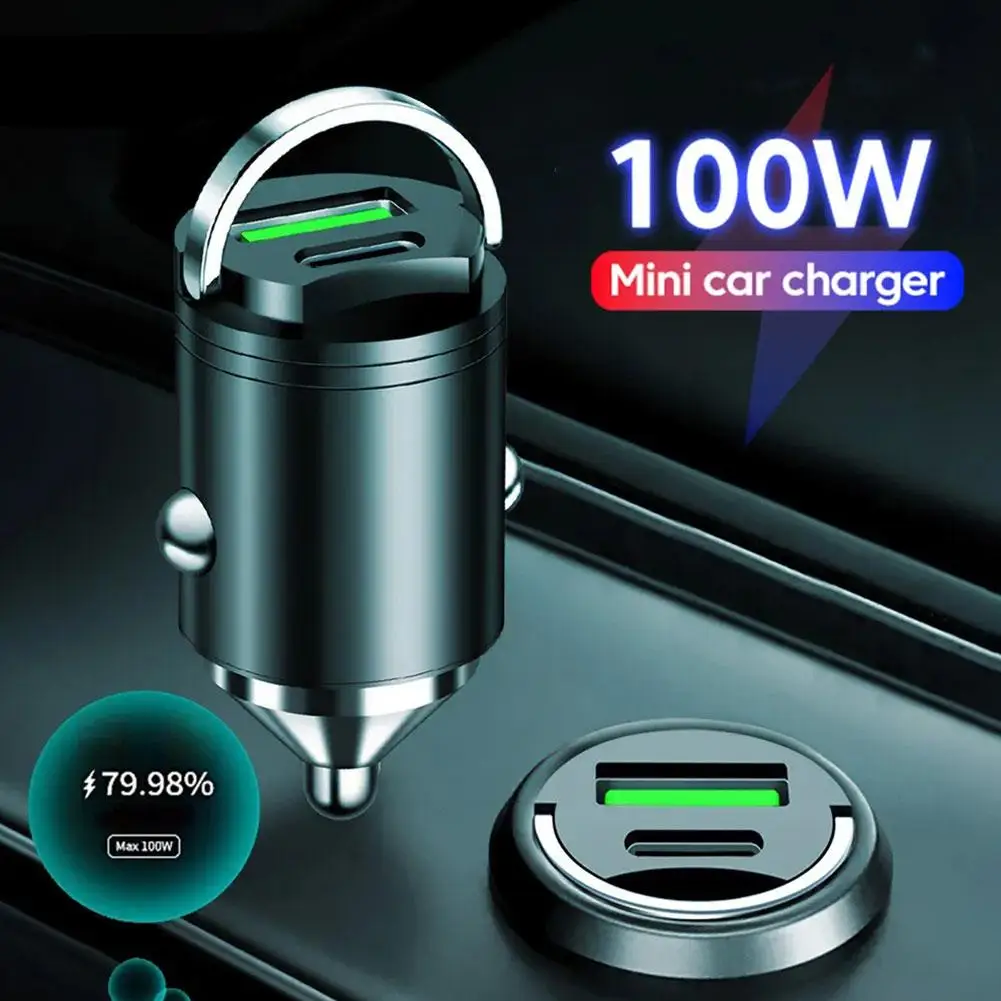 

30/100W Car Charger Fast Charging PD QC3.0 USB Type C Car Cigarette Lighter Adapter For Iphone 14 13 12 Samsu V1P7