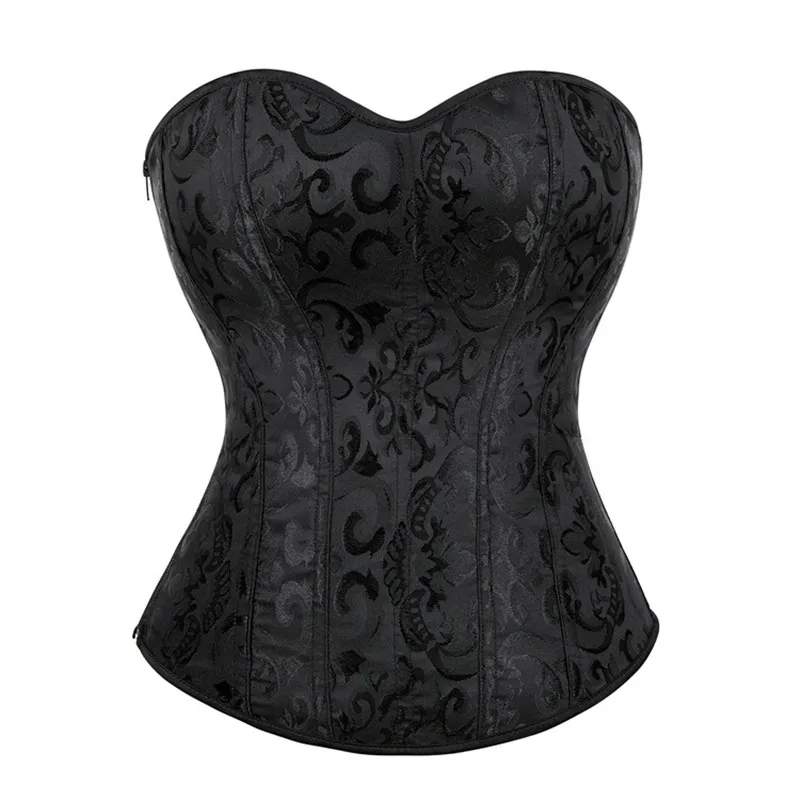 

Women Gothic Sexy Satin Overbust Corset Bustier Waist Cincher Slimming Body Shaper Lingerie Corselete Plus Size Party Clubwear