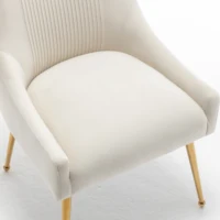 SEYNAR Modern Glam Boucle Pleated Velvet Dining Chair or Vanity Chair Set of 2 with Rear Handle 6