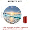 Beach Wall Clock Wall Art Clock Luxury Marble Watch Wall Mount Mechanic Clock Frameless Clock Wall Decor for Living Room Kitchen 6