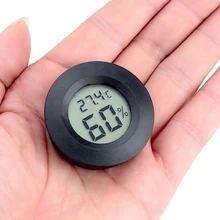 

Round Plastic Electronic Thermohygrometer 2 In 1 Humidor Electronic Thermometer Hygrometer Mini LCD Digital Acrylic Climbing Box