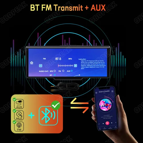 T20 대시캠 카플레이, 안드로이드 자동 GPS 내비게이션, 5G 와이파이 대시보드, Aux 출력 미러 링크, 2.5K 후면 카메라 비디오, 범용 화면 5
