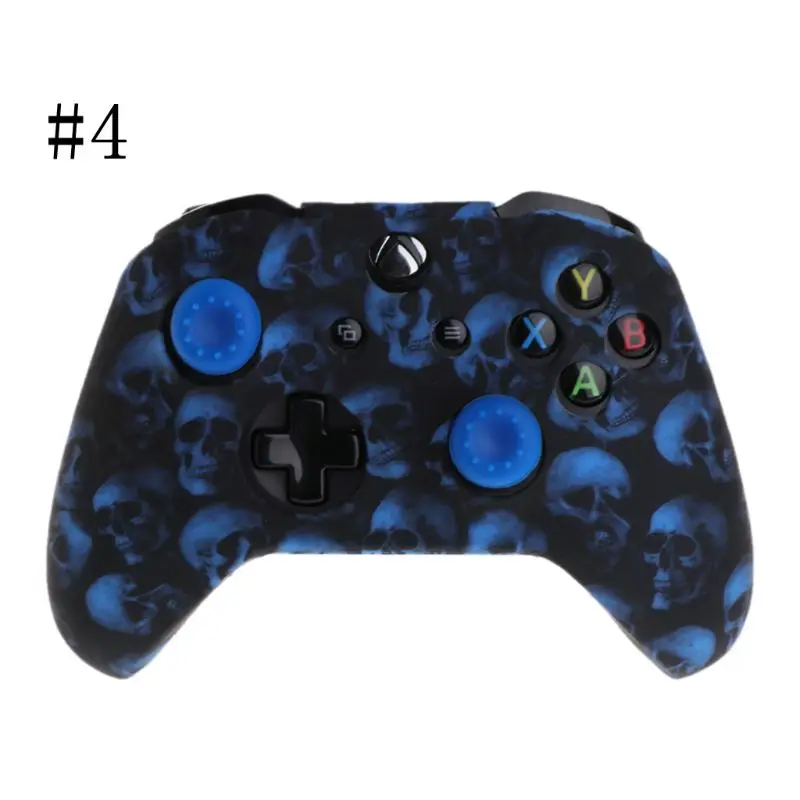Skull Pattern Silicone Gamepad Cover+2 Joystick Caps For XBox One X S Controller пабг джостики чехол для джойстика джоки 조이스틱 