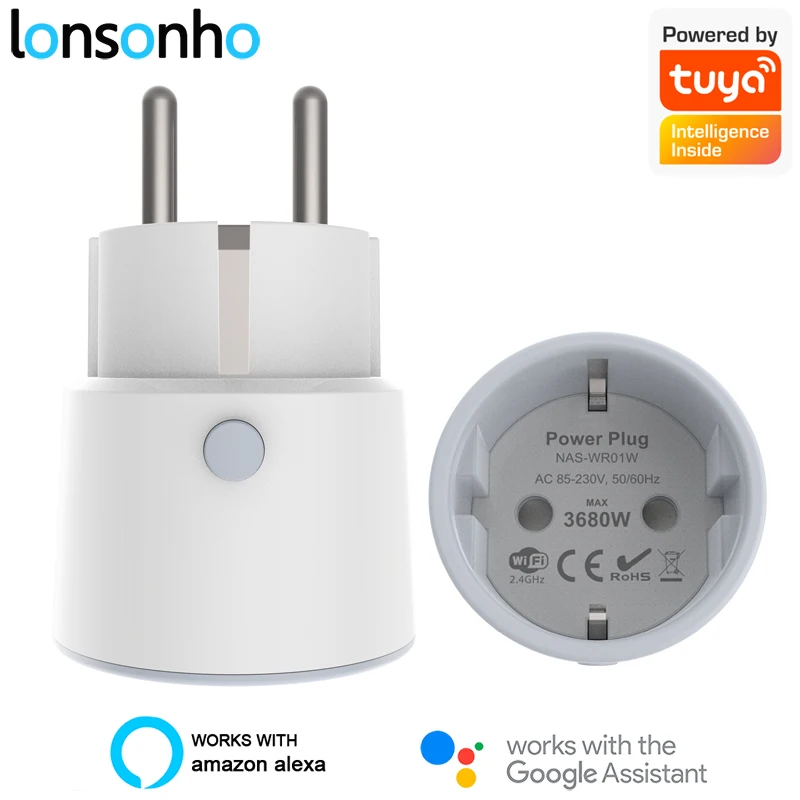 

Lonsonho Tuya Smartlife Smart Plug WiFi Socket Type F EU Plug 16A Power Monitor Home Automation Compatible Alexa Google Home