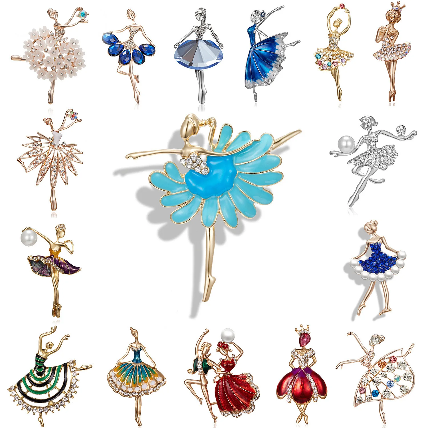 

Ballet Dancer Brooches Jewelry Pins For Lady Elegant Women's Brooch Pin Decorative Suit Clothing Badges SKEDS Exquisite Crystal