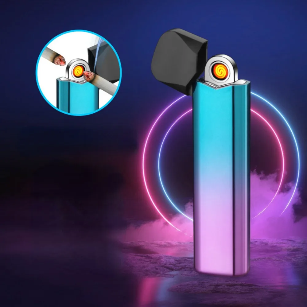 Color Double Sided Tungsten Electronic Lighter Type-C Charging Mini Portable Windproof Flameless Plasma Lighter Smoker Men Gift