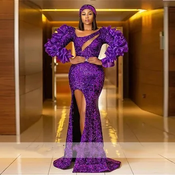 Chidinma Sequined Ruffles Long Sleeves Mermaid Dress