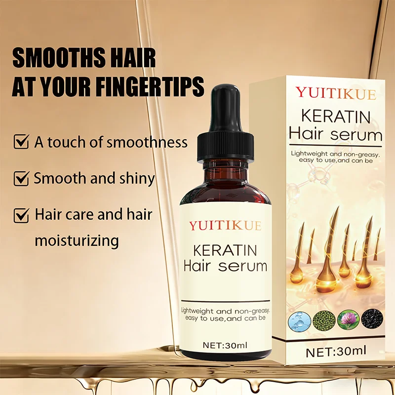 YUITIKUE Keratin Hair Serum, lightweight and non-greasy, easy to use, nourishes and adds shine to hair