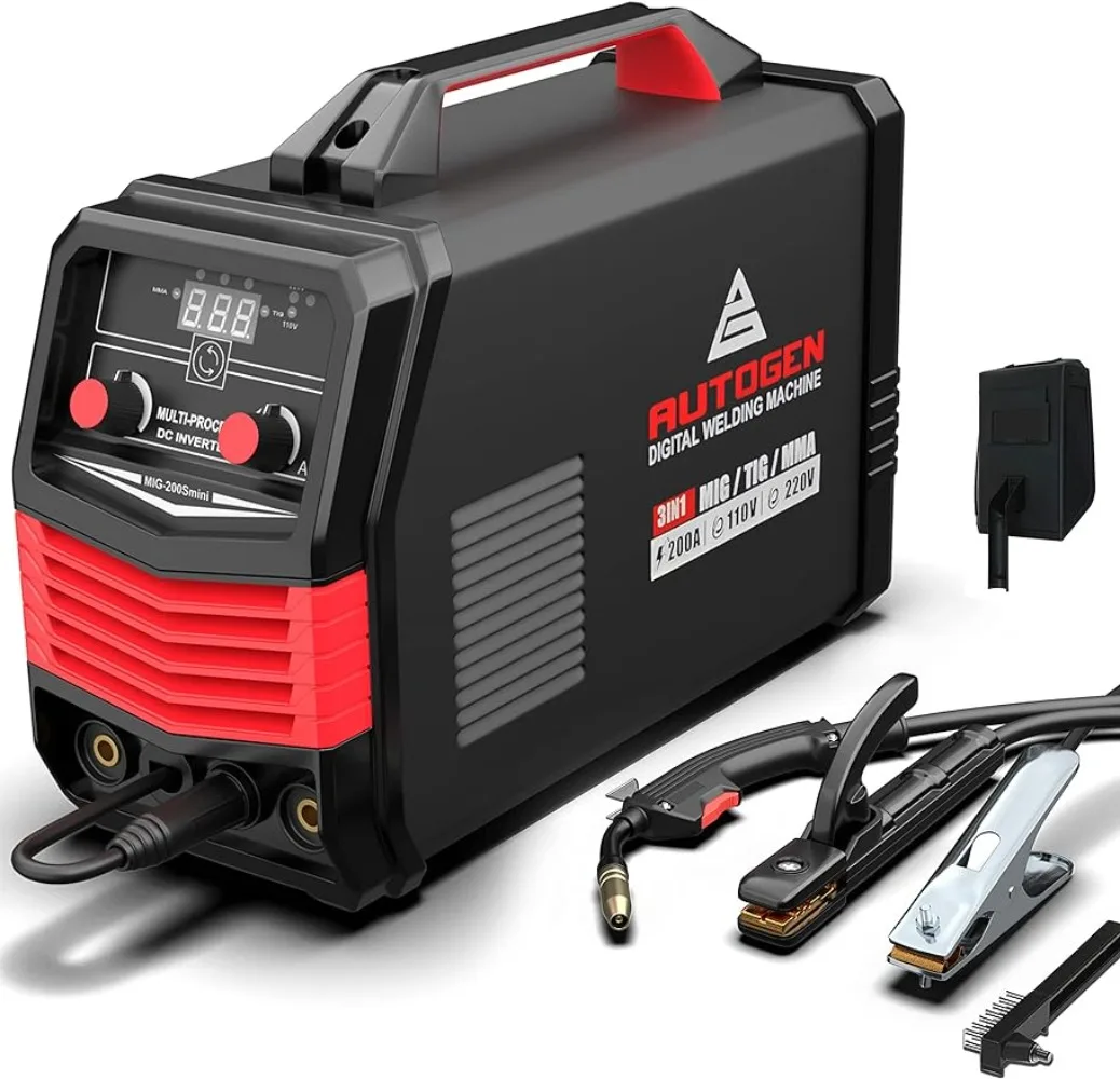 

200A MIG Welding Machine, 4 in 1 Flux Gas/Gasless/Lift/ARC/TIG Welding Machine, 110V/220V Dual Voltage Stick Welder