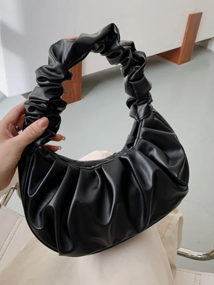 

Fashion Pleated Handlebags for Women PU Cloud Bags Leisure Armpit Bag Shopping Shoulder Bags Dumpling Handbag Female Hand Bags