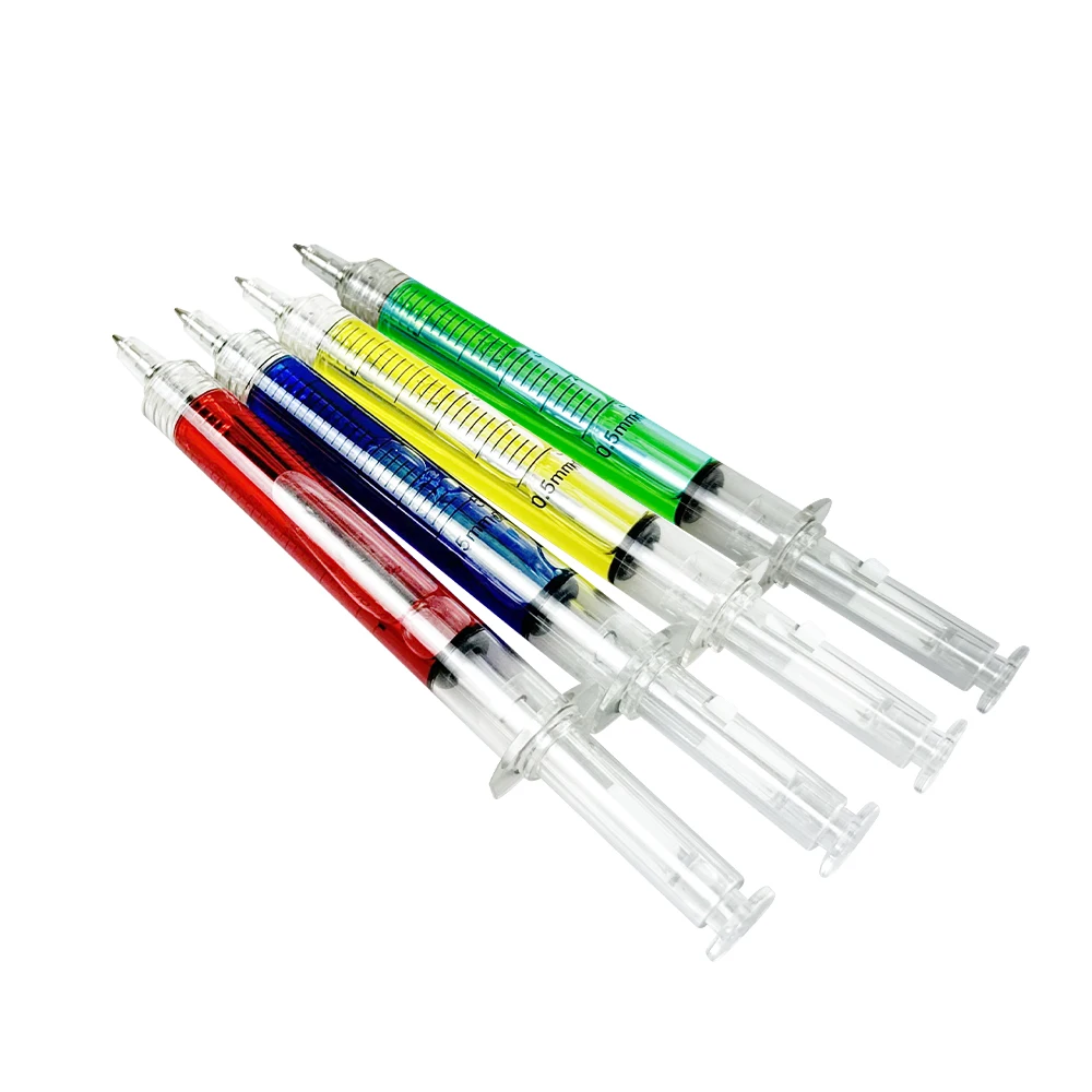 치과 진료소를위한 10 Pcs 재미있는 소설 주사기 모양의 볼펜 주사기 모양의 볼펜 사무용품 치과 의사 선물