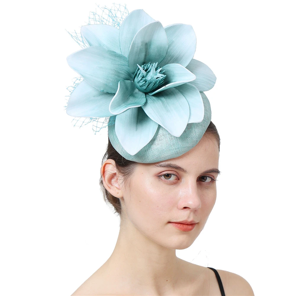 Fashion Veil Fascinator Hat Clip Wedding Women With Big Foam Flower