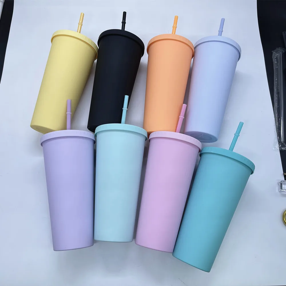 720ml Straw Cup With Lid Coffee Cup Reusable Cups Plastic Tumbler Cup