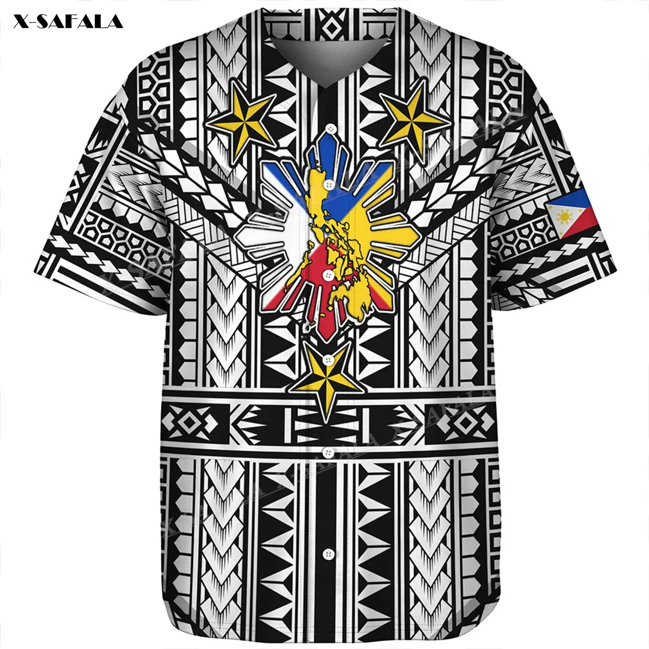 

Philippines Filipino Sun Stars Tribal Tattoo 3D Print High Quality Baseball Jersey Shirts Tee Men Clothing Sports Casual Tops