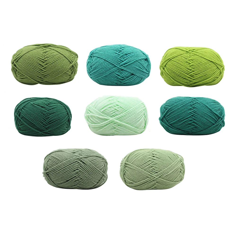 8 Roll Crochet Yarn for Crocheting Knitting Colored Wool Milk Cotton Green Child 6