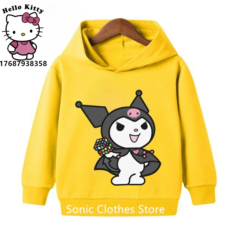 thumbnail image 1 of 2024 HOT Primavera Otoño Kawaii Kuromi Sudaderas con capucha Niños Dibujos animados Niños Niñas Sudadera de manga larga Niños Casual Sudadera con capucha Tops 90cm-150cm de altura, 1 of 4