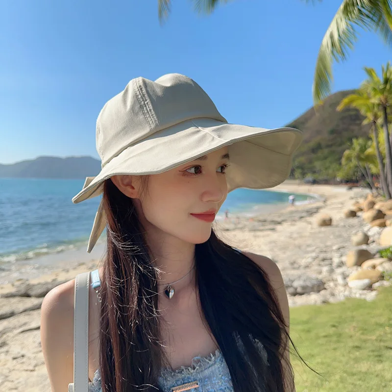 

Spring and Summer Bucket Hat Stitching Temperament Sunscreen Straw Sunshade Peaked Cap Breathable Foldable Korean Women's Hats