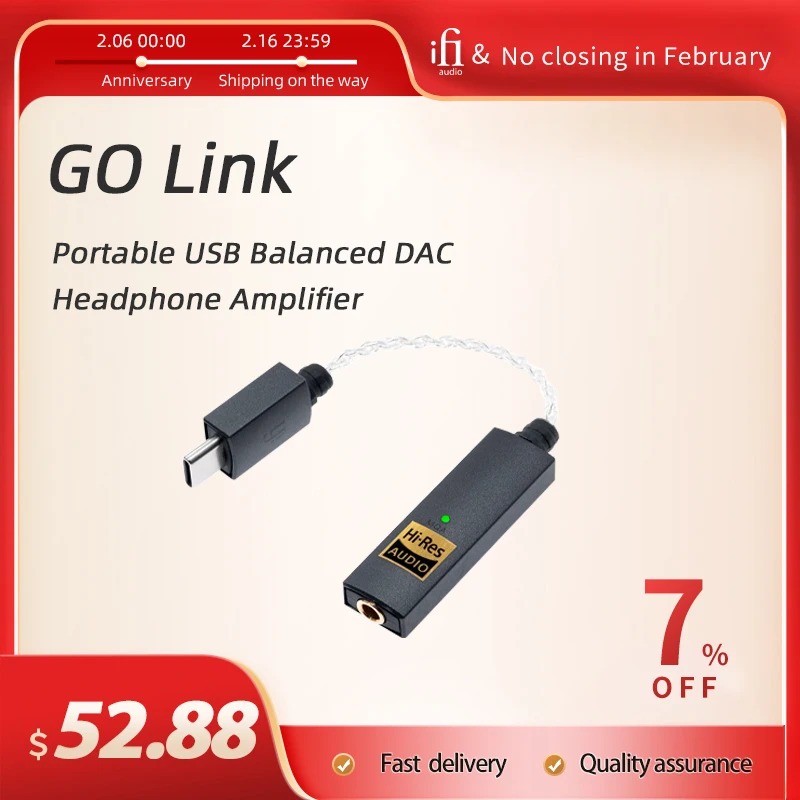 Ifi Go Link Usb Portatile Bilanciato Dac Amplificatore Per Cuffie Dongle Miglioramento Della Gamma Dinamica Decoder Di Distorsione Armonica Totale
