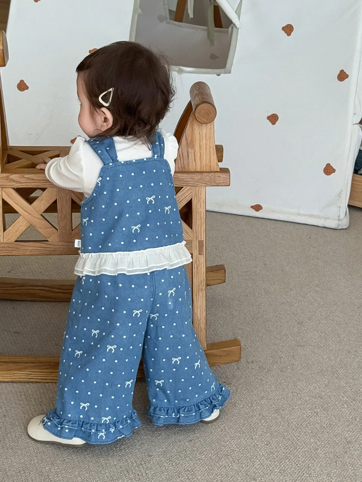 Autumn New Girls Clothing Set Full of Bow Print Camisole Vest And Ruffle Pants 2 Pcs Girls Clothes Suit Fashion Kids Outfit