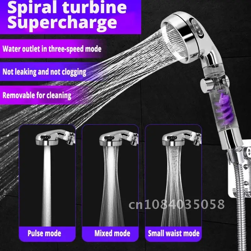 

High Pressure 3-Function SPA shower head Shower Head with switch on/off button Filter Bath Head Water Saving Shower Bathroom