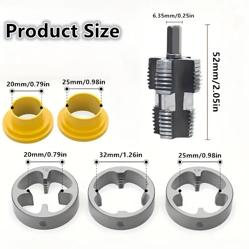 1세트 전동 드릴 PVC 파이프 나사탭 세트 12mm 15mm 19mm 플라스틱 수도관용 탭 공구