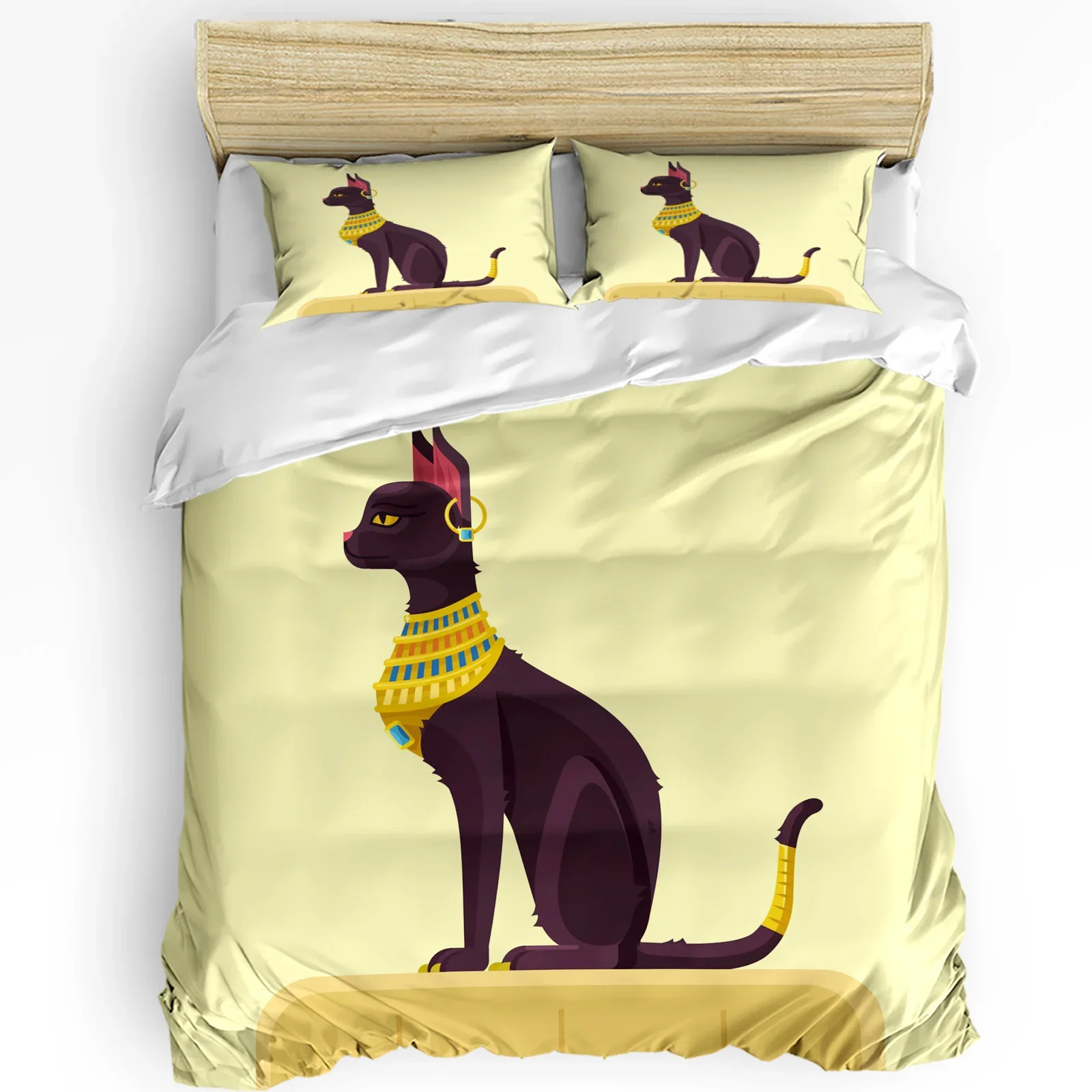 

Ancient Egypt Cat Animal Kitten 3pcs Bedding Set For Bedroom Double Bed Home Textile Duvet Cover Quilt Cover Pillowcase