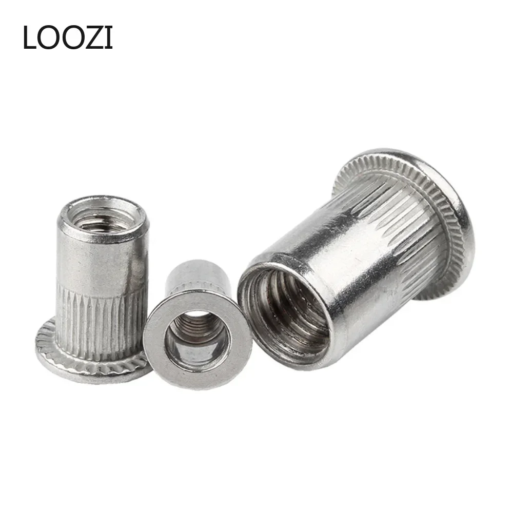 Rivet Nut M3 M4 M5 M6 M8 M10 304 Stainless Steel Flat Head Threaded Nut Vertical Stripe Rivets Insert Nutsert Cap rivet nut