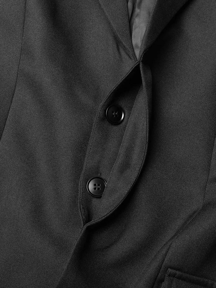 KBQ Patchwork Pocket Tunic Temperament Blazer For Women Notched Collar Long Sleeve Single Breasted Spliced Pearls Blazers Female